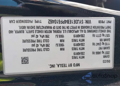 2023 Tesla Model 3 Long Range Dual Motor All-Wheel Drive из США, поврежденный, VIN 5YJ3E1EB4PF610462